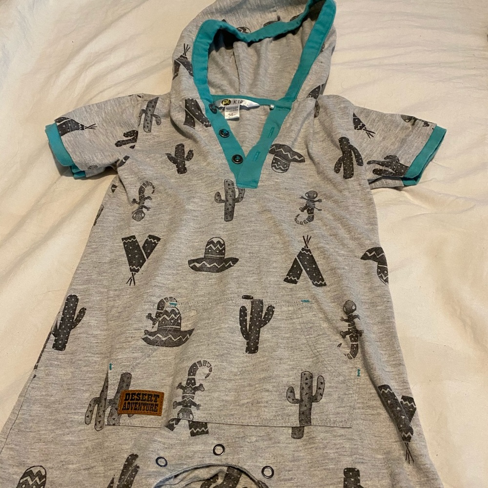 PL kids desert cactus and lizard romper